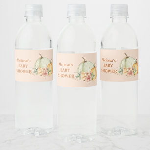 Fall Pumpkin Pink Floral Wasser Flasche Etikett
