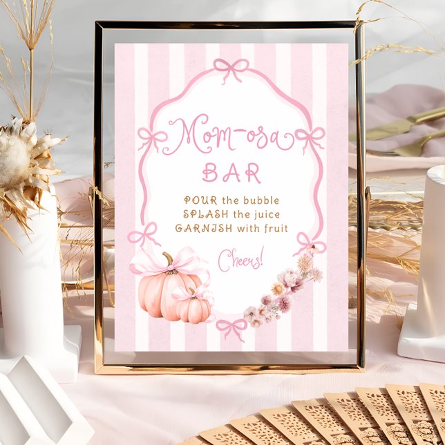 Fall Pumpkin Pink Girl Babydusche Mama osa Bar Poster (Von Creator hochgeladen)