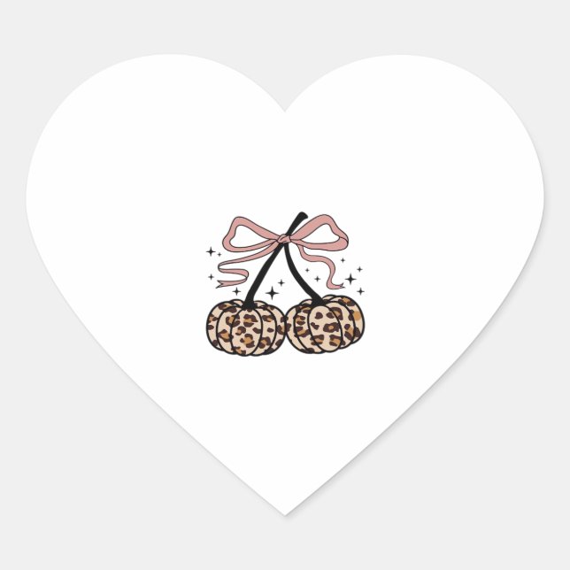 Fall Pumpkin, Pumpkin Cherries, Leopard Pumpkin, P Herz-Aufkleber (Vorderseite)
