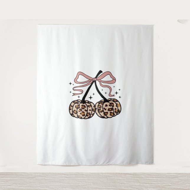 Fall Pumpkin, Pumpkin Cherries, Leopard Pumpkin, P Wandteppich (Vorderseite)