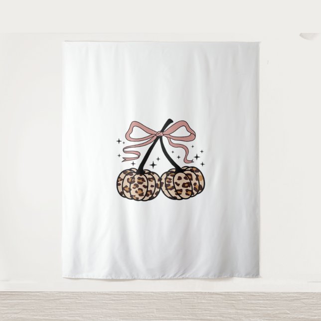 Fall Pumpkin, Pumpkin Cherries, Leopard Pumpkin, P Wandteppich (Vorderseite)