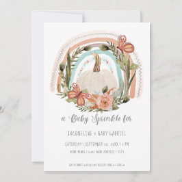 Fall Pumpkin Rainbow Mustard Blue Blush Blues Art Einladung