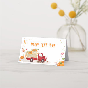 Fall Pumpkin Red Truck Food Label geflochtenen Zel Platzkarte