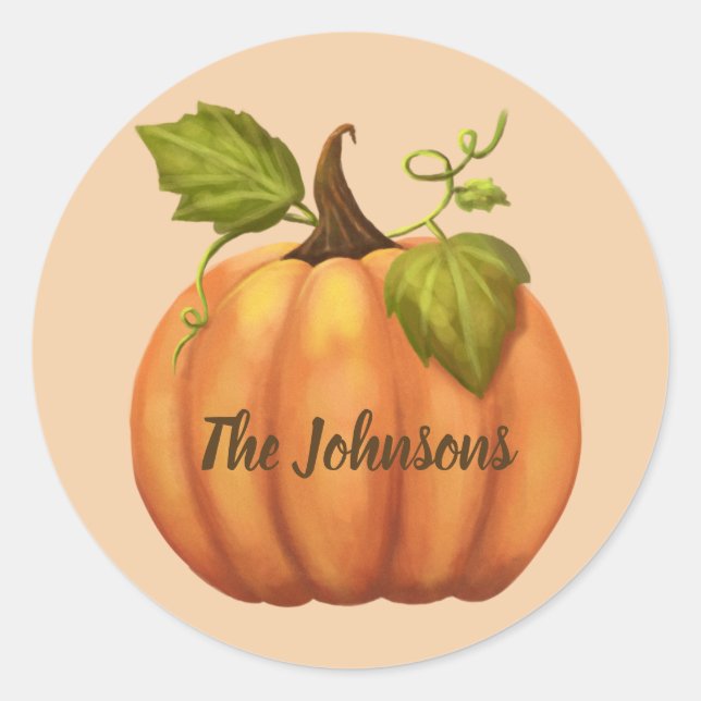 Fall Pumpkin Runde Personalisiert Halloween Sticke Runder Aufkleber (Vorderseite)