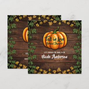 Fall Pumpkin Rustic Green Gold Ivy Brautparty Einladung