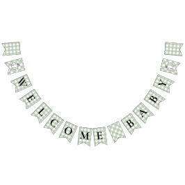 Fall Pumpkin Sage Green Gingham Baby Dusche Wimpelkette