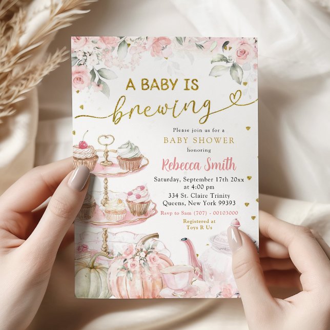 Fall Pumpkin Tee Party Baby Brauen Baby Dusche Einladung (Von Creator hochgeladen)