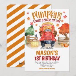 Fall Pumpkin Tractor Birthday Einladung