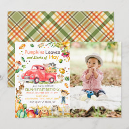 Fall Pumpkin Truck Foto Geburtstagseinladung Einladung