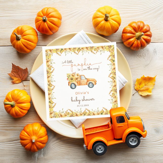 Fall Pumpkin Truck | Sonnenblumen Babydusche Serviette (Von Creator hochgeladen)