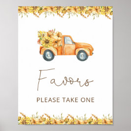 Fall Pumpkin Truck Wasserfarben Babydusche Poster