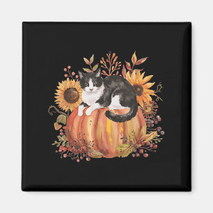 Fall Pumpkin Tuxedo Cat Sonnenblume Erntedank Sok Magnet