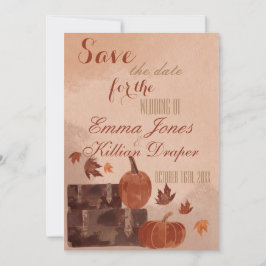 Fall Pumpkin und Blätter Save The Date
