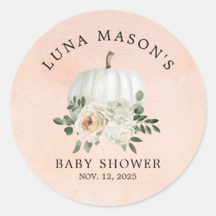 Fall Pumpkin und Blume Kinderdusche Einladung Runder Aufkleber