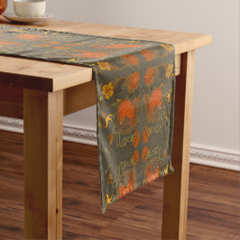 Fall Pumpkin und Vine Table Runner in Warm Grau Kurzer Tischläufer