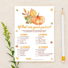 Fall Pumpkin, was in Purse Baby Shower Game