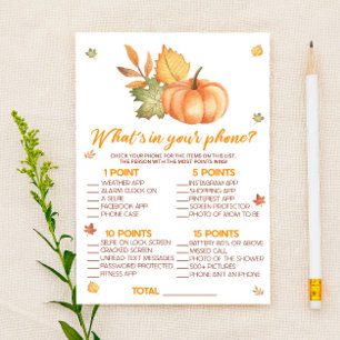 Fall Pumpkin Was ist in Ihrem Telefon Baby Shower  Briefpapier