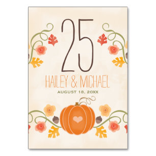 Fall Pumpkin Wedding Tischnummer Cards