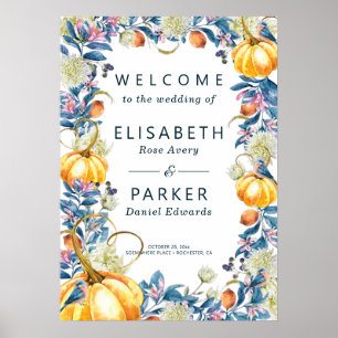Fall Pumpkin Wedding Welcome Sign Poster