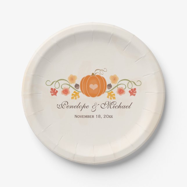 Fall Pumpkin Wedples Brautparty Pappteller (Vorderseite)