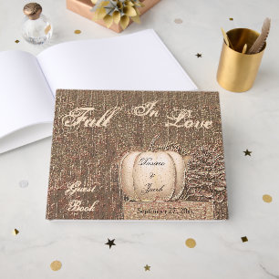Fall Pumpkin White Gold Rustic Country Wedding Gästebuch