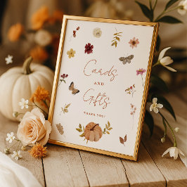 Fall Pumpkin Wildflower Cards and Gifts Sign  Poster