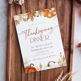 Fall Pumpkins and Leaves Thanksgiving Dinner  Einladung