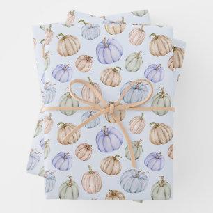 Fall Pumpkins auf Blue Geschenkpapier Set