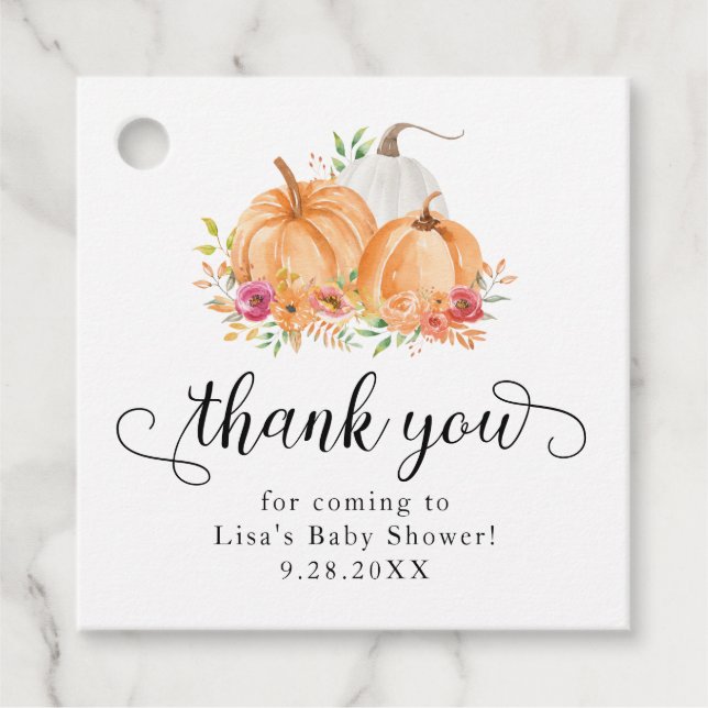 Fall Pumpkins Baby Dusche Danke Geschenkanhänger (Vorderseite)