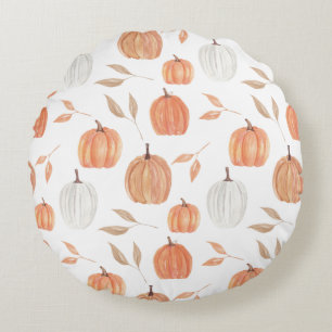 Fall Pumpkins & Blätter Rundes Kissen