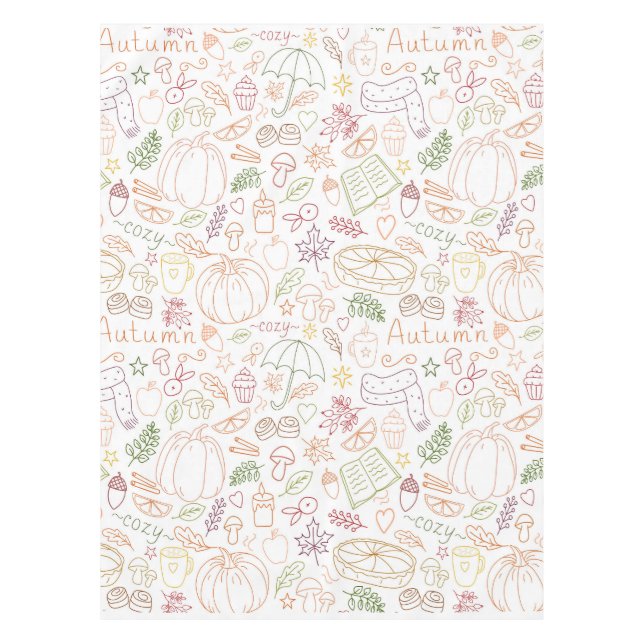 Fall Pumpkins, Blätter & Warm Vibes Tischdecke (Vorderseite)