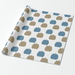 Fall Pumpkins Blue Beige Geschenkpapier