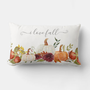 Fall Pumpkins Burgund Floral Country Chic Skript Lendenkissen