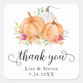 Fall Pumpkins Danke, dass Sie Hochzeitskleber Quadratischer Aufkleber