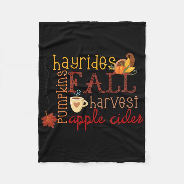 Fall Pumpkins Hayrides Harvest Apples Ciders Autum Fleecedecke (Vorderseite)