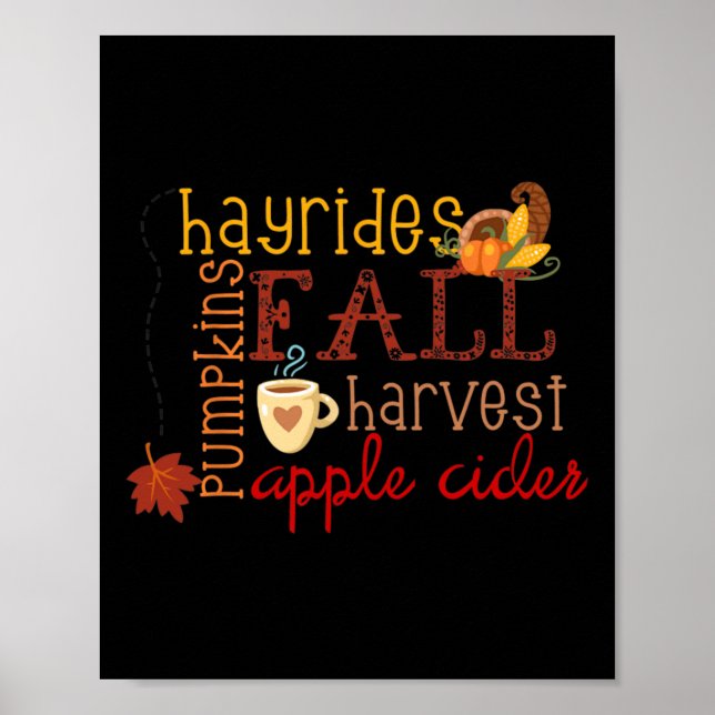 Fall Pumpkins Hayrides Harvest Apples Ciders Autum Poster (Vorne)