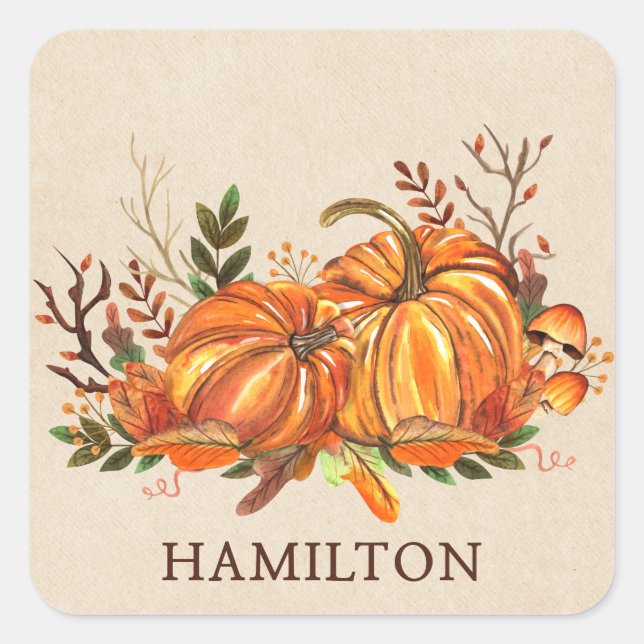 Fall Pumpkins Quadratischer Aufkleber (Vorderseite)