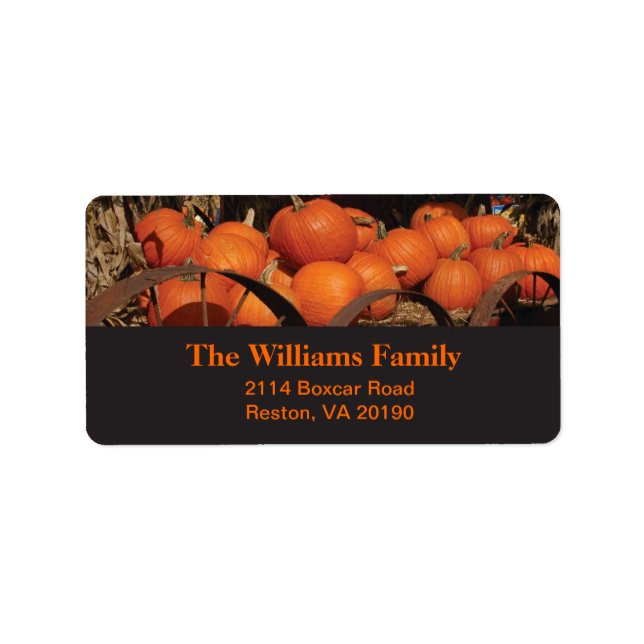 Fall Pumpkins - Schwarzes Design Adressaufkleber (Vorne)