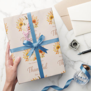 Fall Pumpkins & Sonnenblumen Eleganter Erntedank Geschenkpapier