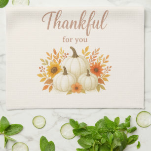 Fall Pumpkins & Sonnenblumen   Eleganter Erntedank Geschirrtuch