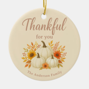 Fall Pumpkins & Sonnenblumen Eleganter Erntedank Keramik Ornament