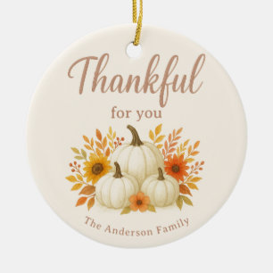 Fall Pumpkins & Sonnenblumen Eleganter Erntedank Keramik Ornament