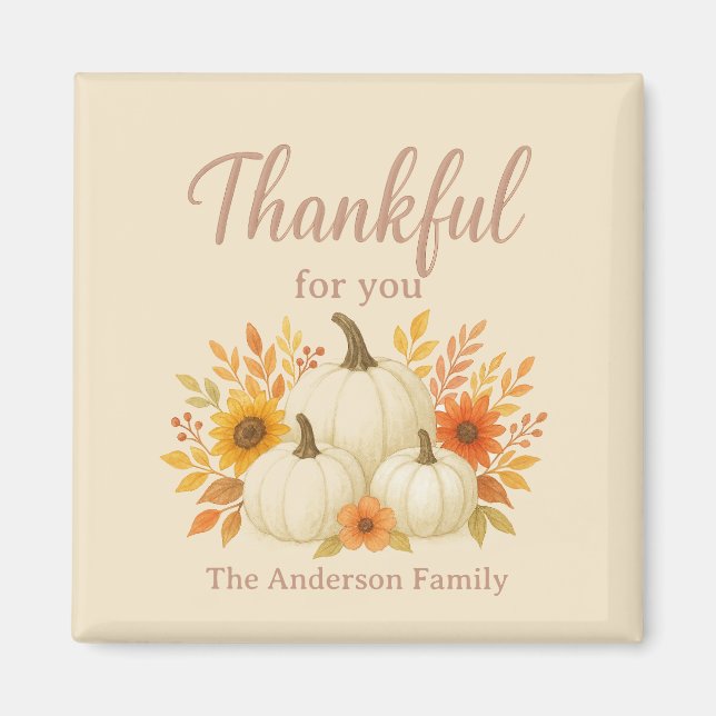 Fall Pumpkins & Sonnenblumen | Eleganter Erntedank Magnet (Vorne)