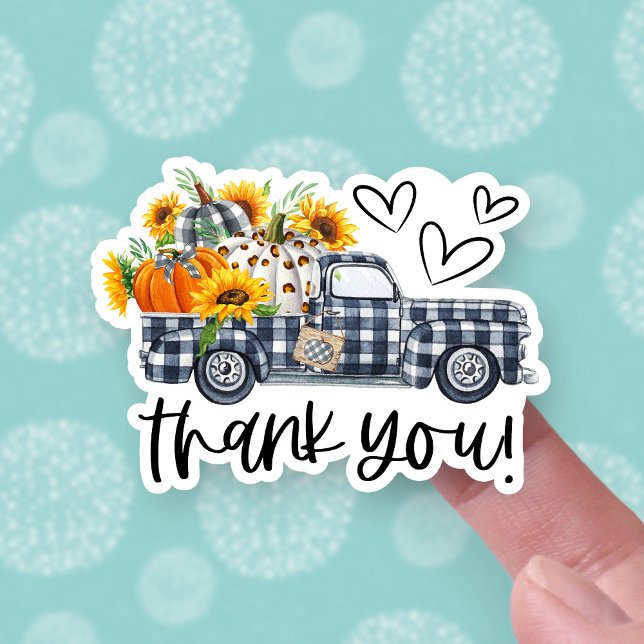 Fall Pumpkins Sonnenblumen Lieferwagen Truck Danke Aufkleber (Von Creator hochgeladen)