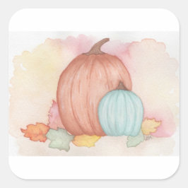 Fall Pumpkins und Blätter Quadratischer Aufkleber