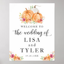Fall Pumpkins Wedding Welcome Poster