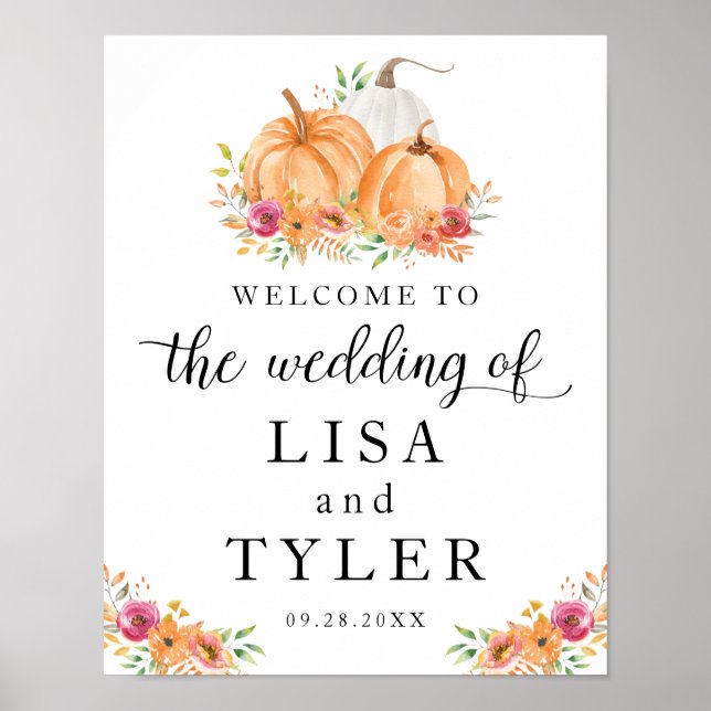 Fall Pumpkins Wedding Welcome Poster (Vorne)