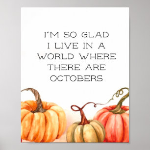 Fall Quote Oktober Pumpkins Poster