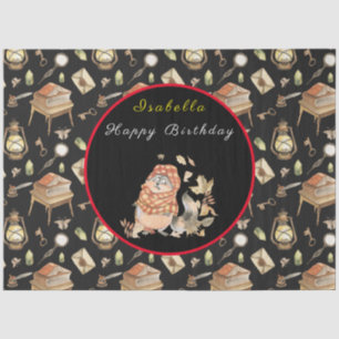 Fall-Raccoon Anpassen von Text und Farbe Seidenpapier