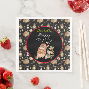 Fall-Raccoon Anpassen von Text und Farbe Serviette